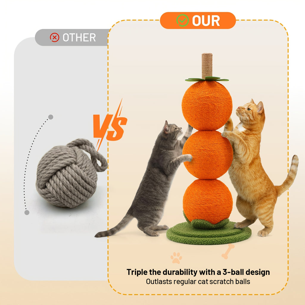 Interactive 360° Rotating Cat Scratching Post with 3-Tier Ball String