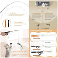 Retractable Teaser Wand, Toys Indoor Outdoor Cats Interactive Fishing Rod with 4 PCS Refills