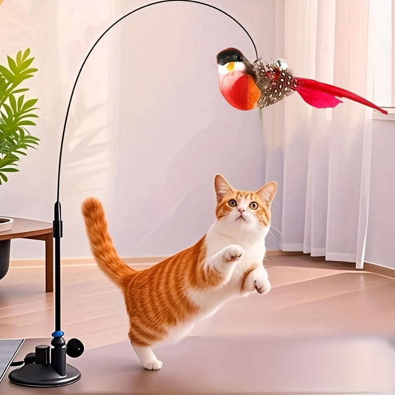 1pc\u002F3pcs for cat Toy - Realistic Feather Design with Suction Cup Base