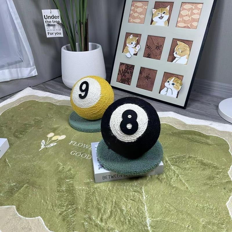 Interactive Vertical Hemp Rope Cat Scratch Post with 8 or 9 Orange Fruit Balls