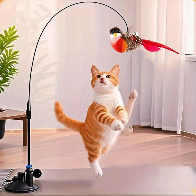 1pc\u002F3pcs for cat Toy - Realistic Feather Design with Suction Cup Base