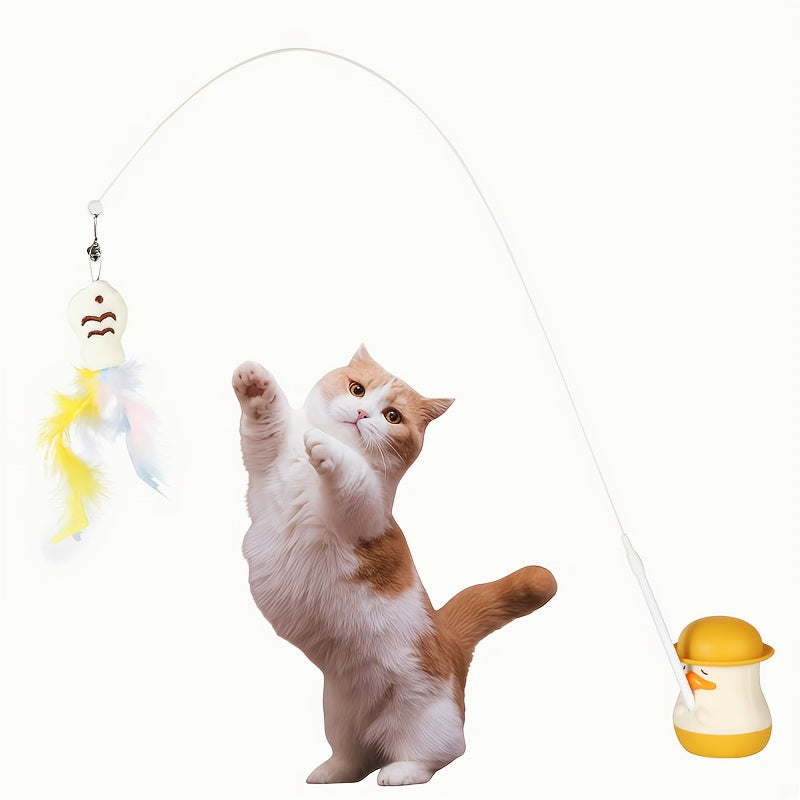 1\u002F2pcs Small Yellow DuckCat Feather Lure Bell Toy, Super Adhesive Rotatable Base