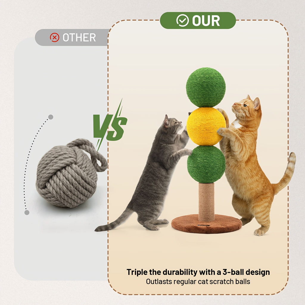 Triple Cat Scratch Ball Scratching Post | 360° Fully Rotatable