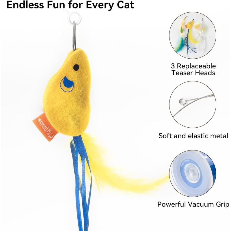 Migipaws Interactive Automatic Cat Teaser Wand Toy with Strong Suction Cup