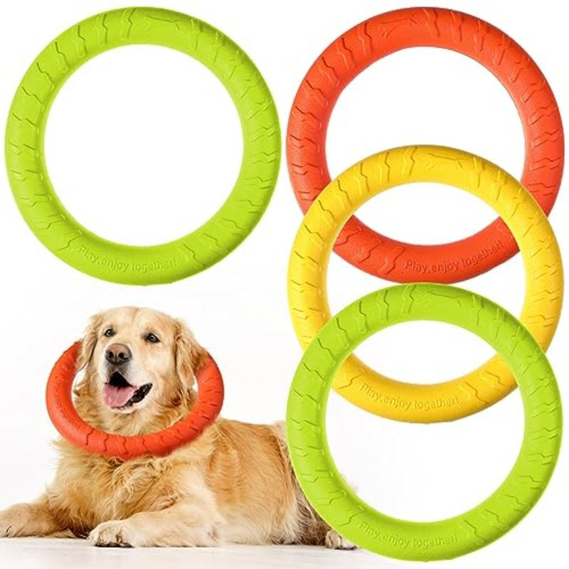 4 Pack Dog Ring Toy Dog Training Chew Toy for Outdoor Aggrive Durable Pet