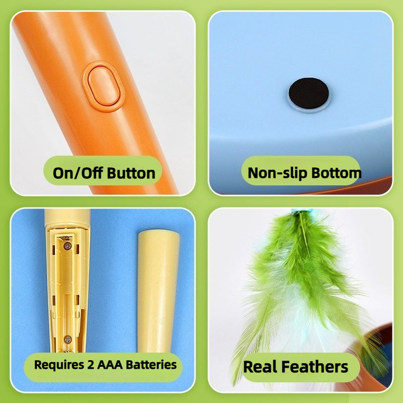 1pc Pet Electric Cat Teaser, Feather Fishing Rod, Rotating Cat Turntable, Cat-Specific Toys