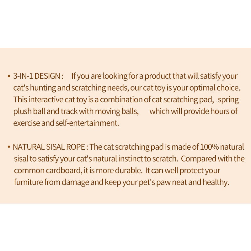 Vertical Cat Scratching Post & Ball Toy - Sisal Scratching Column with Tumbler Base