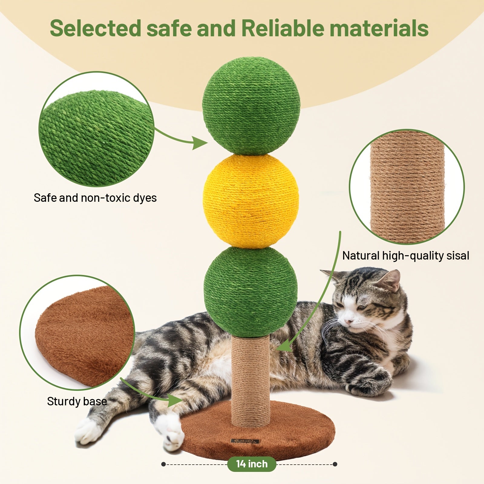 Triple Cat Scratch Ball Scratching Post | 360° Fully Rotatable