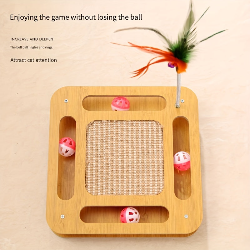 Cat Toys For Indoor Cats, Cat Scratchers With Cat Teaser Stick, Durable Cat Scratching Post With Bell Balls