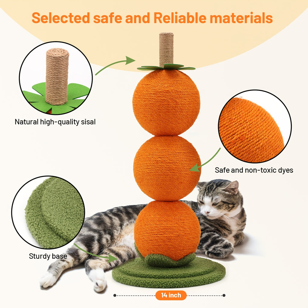Interactive 360° Rotating Cat Scratching Post with 3-Tier Ball String