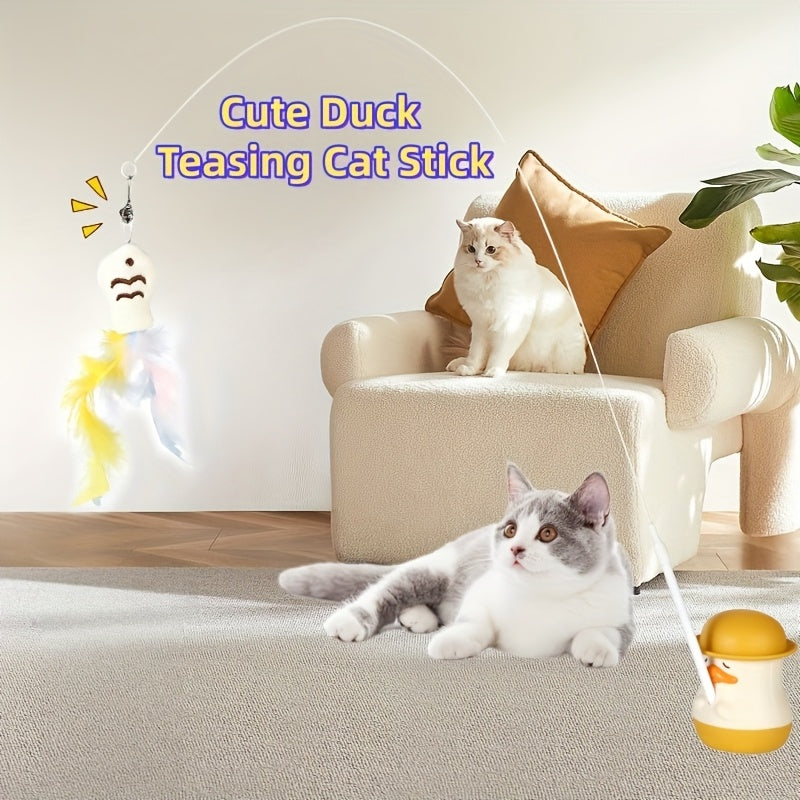 1\u002F2pcs Small Yellow DuckCat Feather Lure Bell Toy, Super Adhesive Rotatable Base