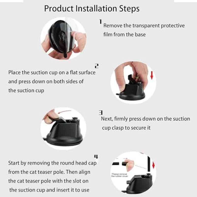 9pcs Interactive Cat Toy with 2 Wands & 6 Replacement Feather Toys (with Bells) - Strong-Suction Base