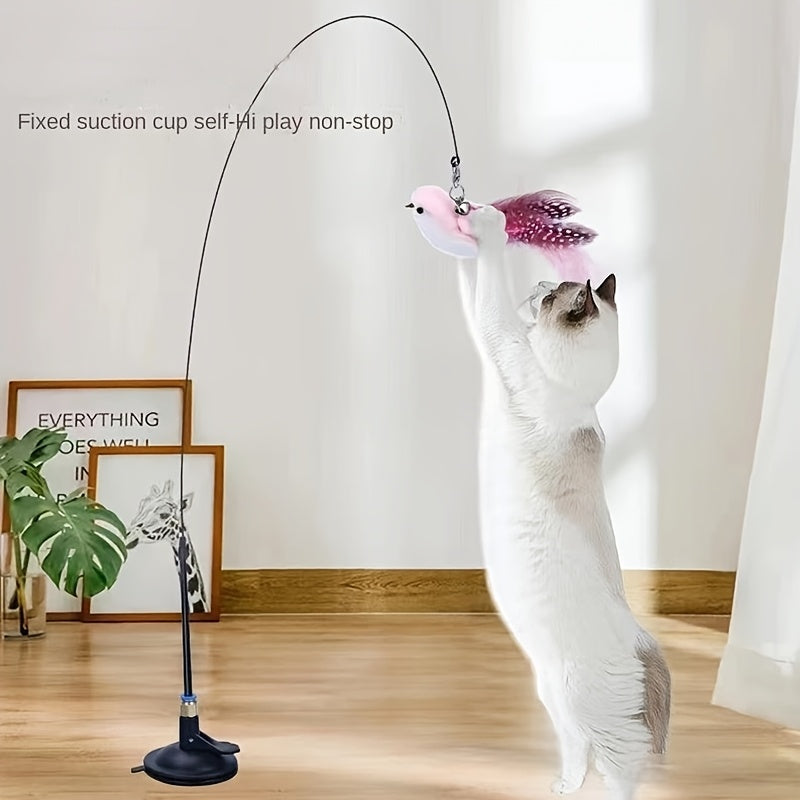 1pc\u002F3pcs for cat Toy - Realistic Feather Design with Suction Cup Base