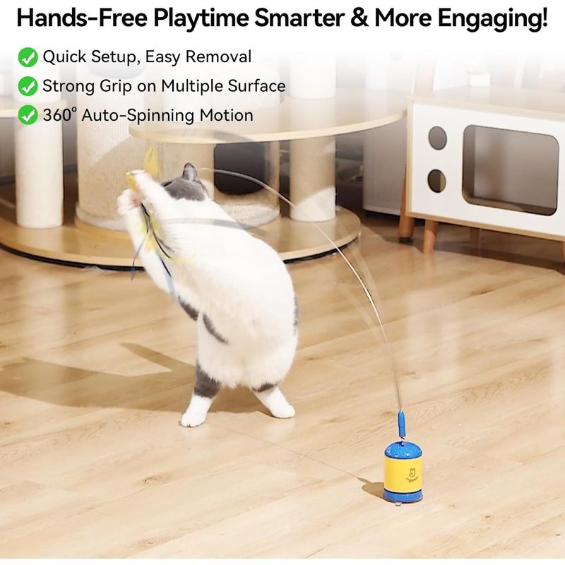 Migipaws Interactive Automatic Cat Teaser Wand Toy with Strong Suction Cup