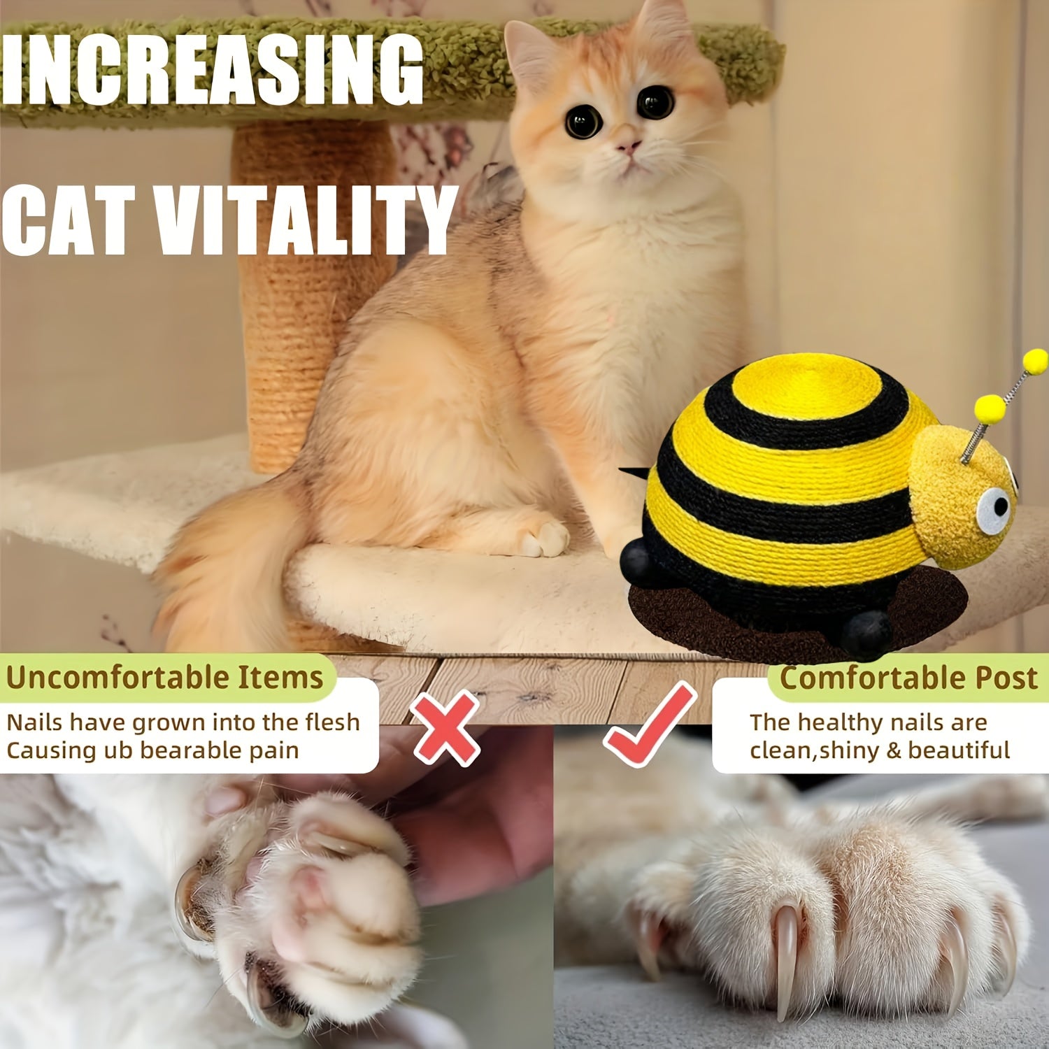Cat Scratching Post | Cute Sisal Ball Scratching Board for Indoor Cats and Kittens
