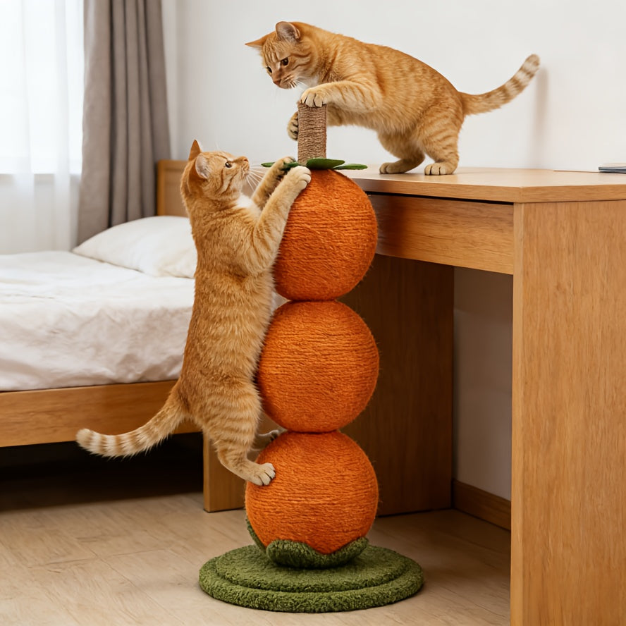 Interactive 360° Rotating Cat Scratching Post with 3-Tier Ball String