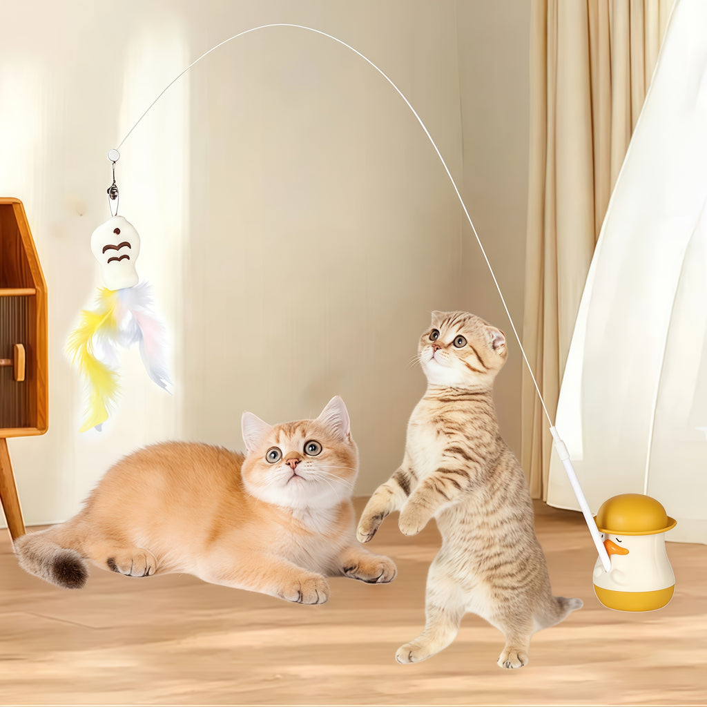 1\u002F2pcs Small Yellow DuckCat Feather Lure Bell Toy, Super Adhesive Rotatable Base