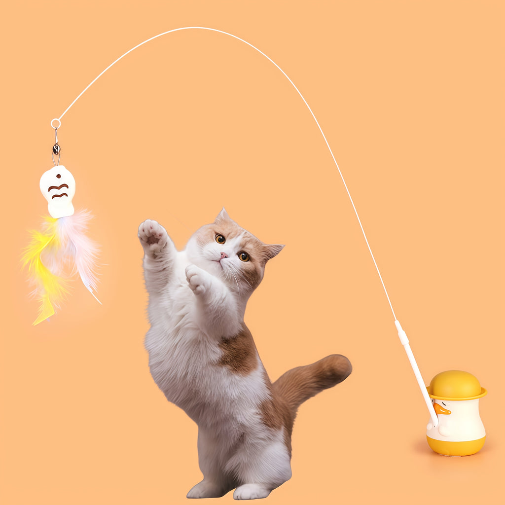 1\u002F2pcs Small Yellow DuckCat Feather Lure Bell Toy, Super Adhesive Rotatable Base