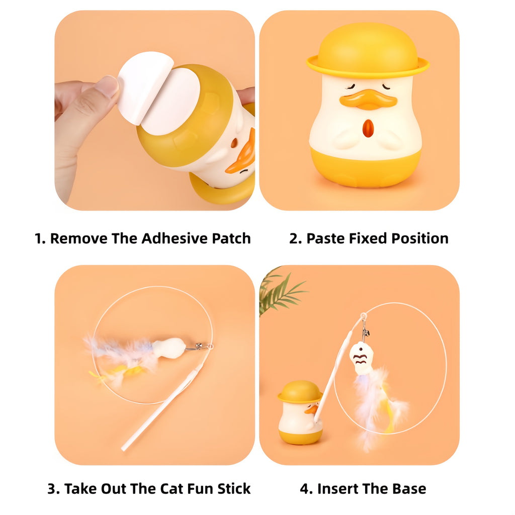 1\u002F2pcs Small Yellow DuckCat Feather Lure Bell Toy, Super Adhesive Rotatable Base