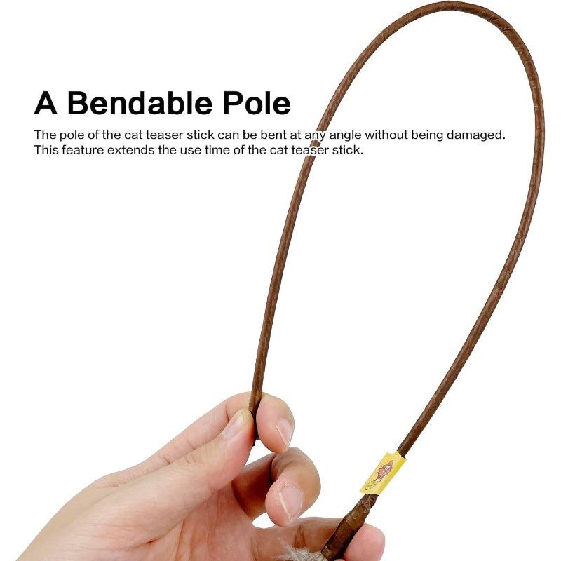 3pcs Natural Teaser Wands with Ostrich, Peacock Chicken Feathers - Long Sticks Suitable for Indoor Kittens