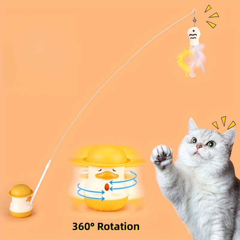 1\u002F2pcs Small Yellow DuckCat Feather Lure Bell Toy, Super Adhesive Rotatable Base