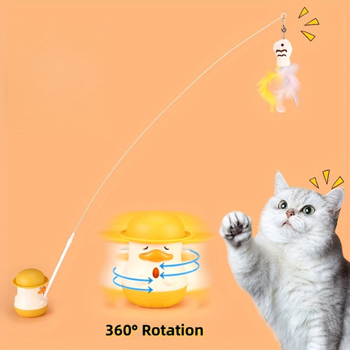 1\u002F2pcs Small Yellow DuckCat Feather Lure Bell Toy, Super Adhesive Rotatable Base