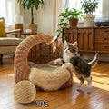 Interactive Cat Toy Ball with Rattle Sound | Natural Sisal Scratching Rolling Teaser for Indoor Cats Kittens