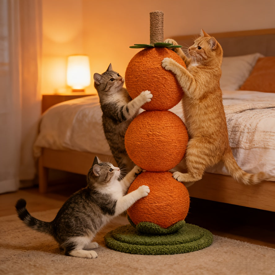 Interactive 360° Rotating Cat Scratching Post with 3-Tier Ball String