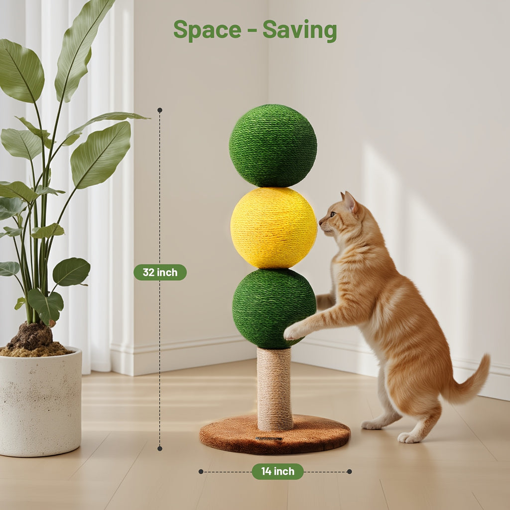 Triple Cat Scratch Ball Scratching Post | 360° Fully Rotatable