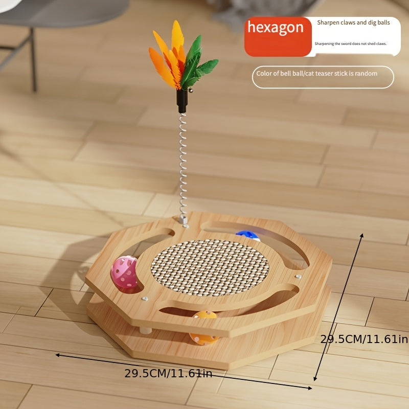 Cat Toys For Indoor Cats, Cat Scratchers With Cat Teaser Stick, Durable Cat Scratching Post With Bell Balls