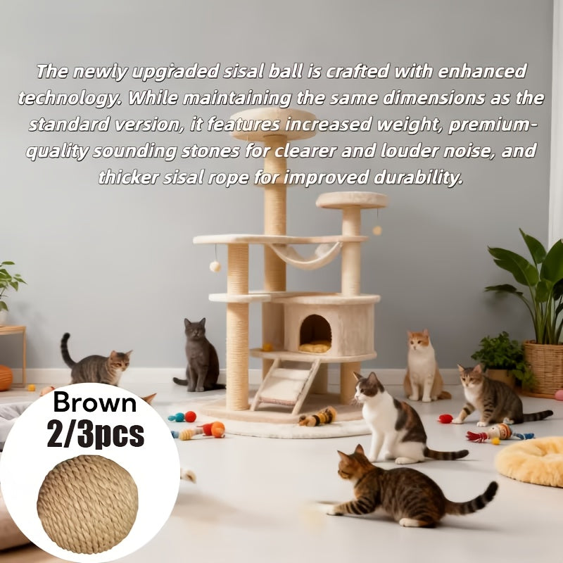 2\u002F3pcs Large Sisal Cat Toy Ball, Safety Sisal Material, Self-Entertainment