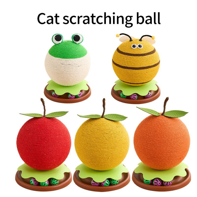 Vertical Cat Scratching Post & Ball Toy - Sisal Scratching Column with Tumbler Base