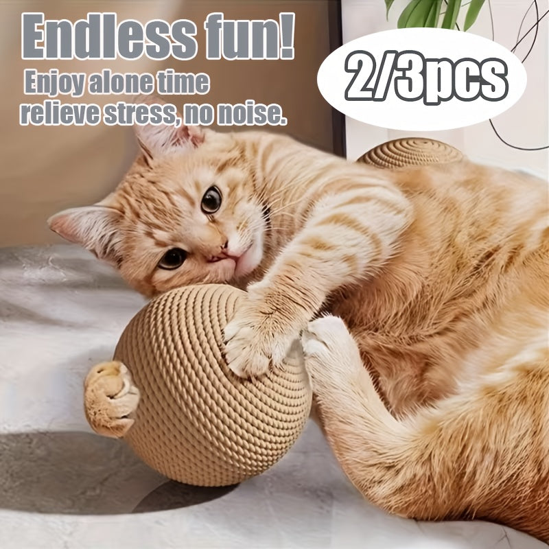 2\u002F3pcs Large Sisal Cat Toy Ball, Safety Sisal Material, Self-Entertainment