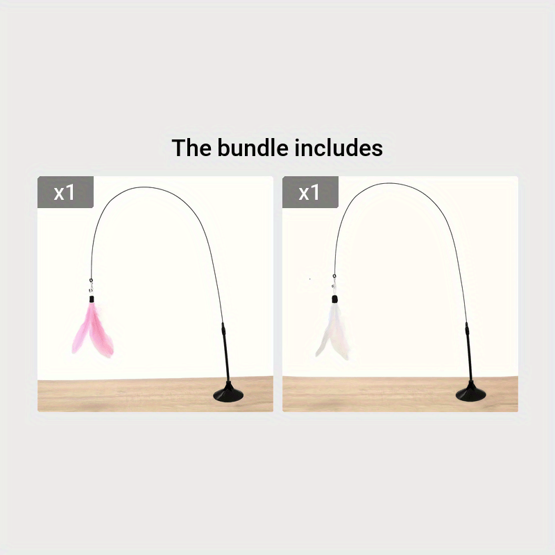 Interactive Teaser Toy - Entertainment Wand with Suction Cup for Cats