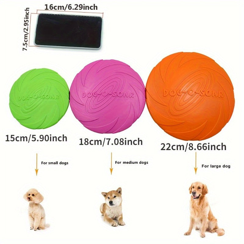 Vibrant Rubber Flying Discs for Dogs - Tough And Resistant to Bites