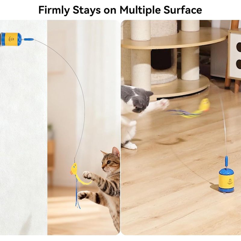 Migipaws Interactive Automatic Cat Teaser Wand Toy with Strong Suction Cup