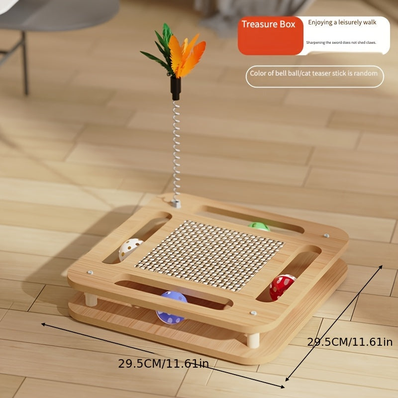 Cat Toys For Indoor Cats, Cat Scratchers With Cat Teaser Stick, Durable Cat Scratching Post With Bell Balls