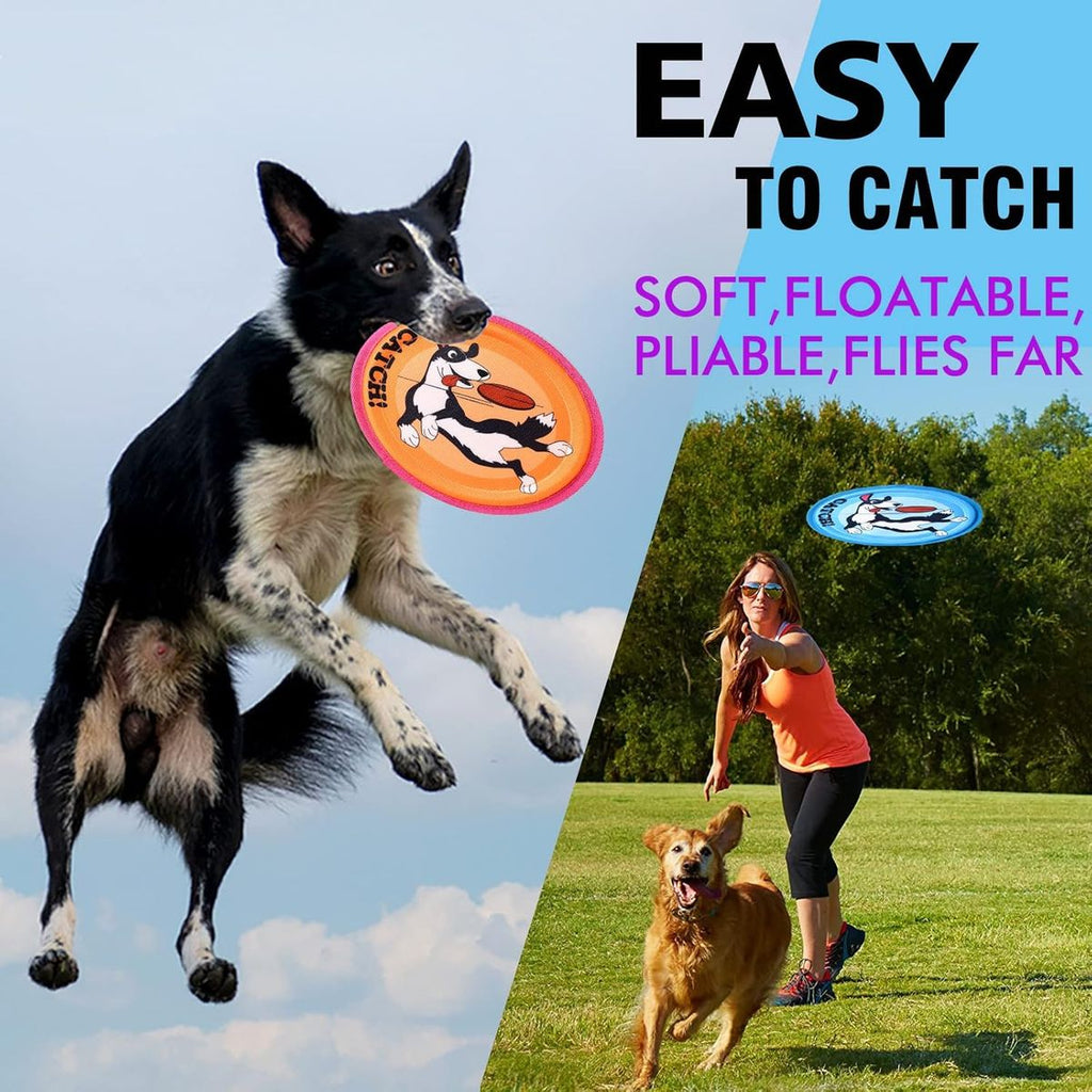 3 Pack Indestructible Dog Flying Discs - Durable Glass-like Material Nylon Webbing