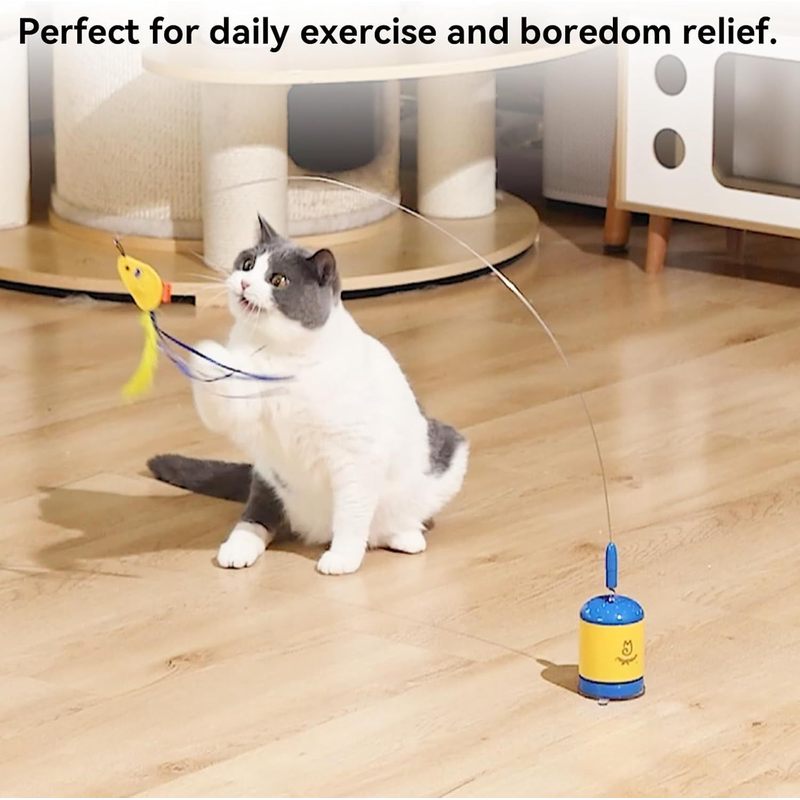 Migipaws Interactive Automatic Cat Teaser Wand Toy with Strong Suction Cup