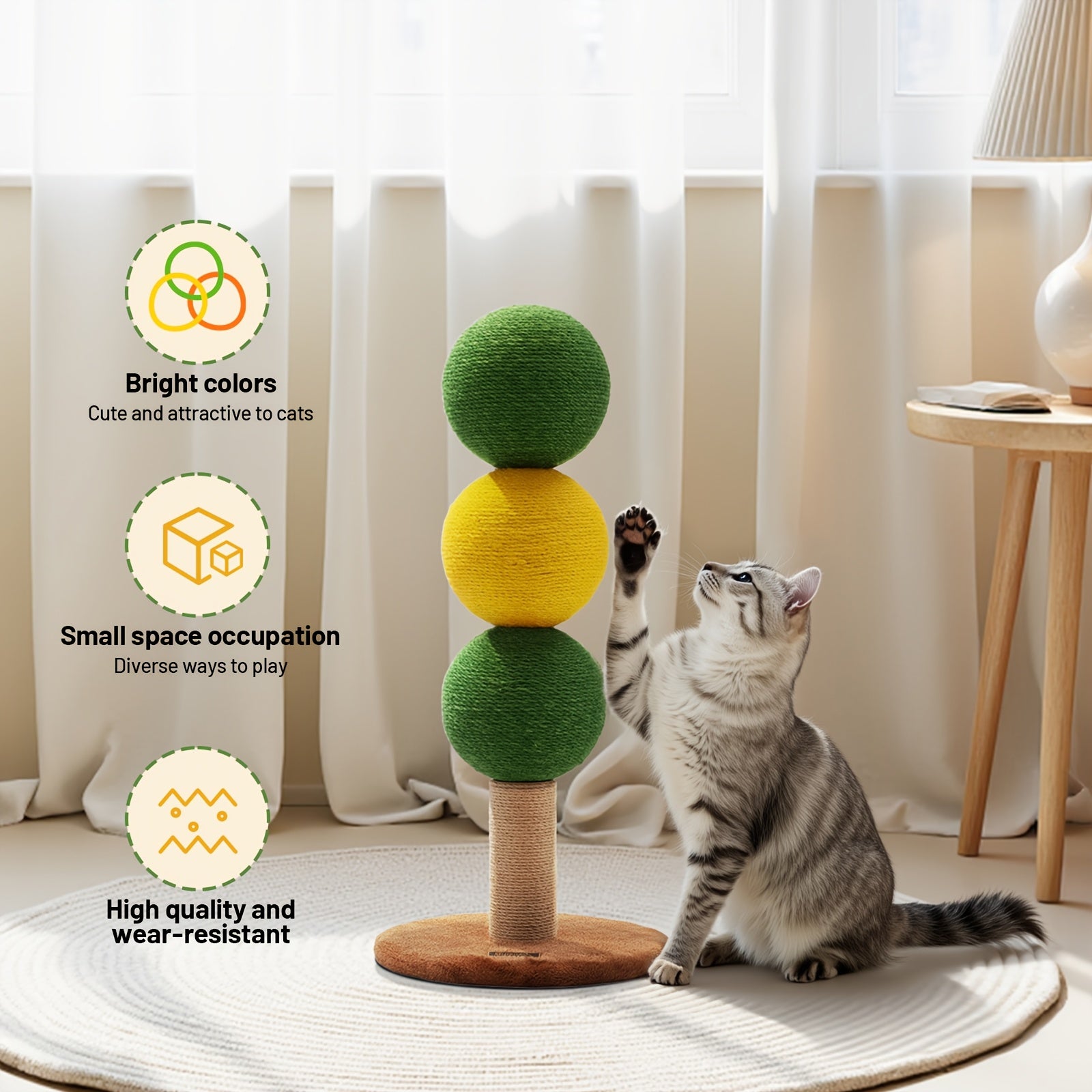 Triple Cat Scratch Ball Scratching Post | 360° Fully Rotatable