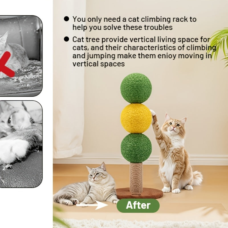 Triple Cat Scratch Ball Scratching Post | 360° Fully Rotatable