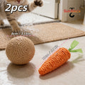 2pcs Set: Squeaking Sisal Ball and Chewable Carrot Cat Teaser Toys