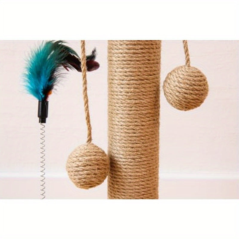 Interactive Petal-Shaped Cat Toy with Ball Teaser Stick - Durable Plastic Scratching Post for All Breeds