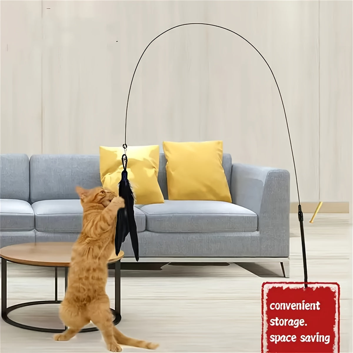 Interactive Teaser Toy - Entertainment Wand with Suction Cup for Cats