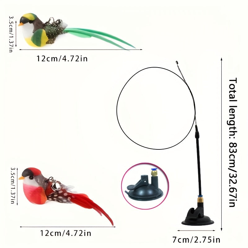 1pc\u002F3pcs for cat Toy - Realistic Feather Design with Suction Cup Base