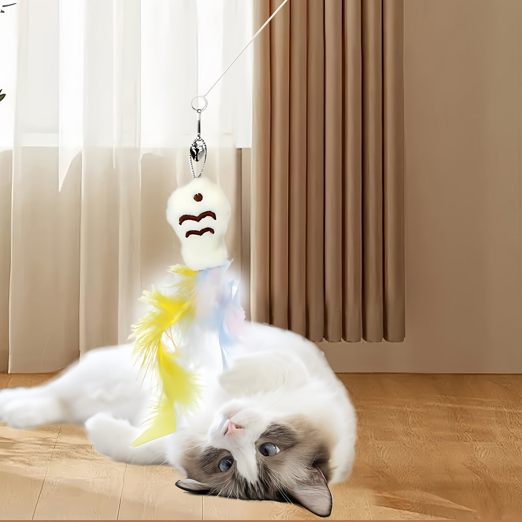 1\u002F2pcs Small Yellow DuckCat Feather Lure Bell Toy, Super Adhesive Rotatable Base