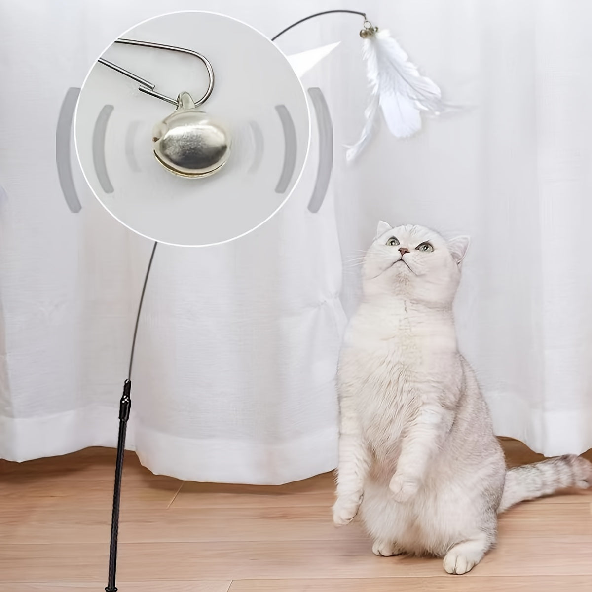 Interactive Teaser Toy - Entertainment Wand with Suction Cup for Cats