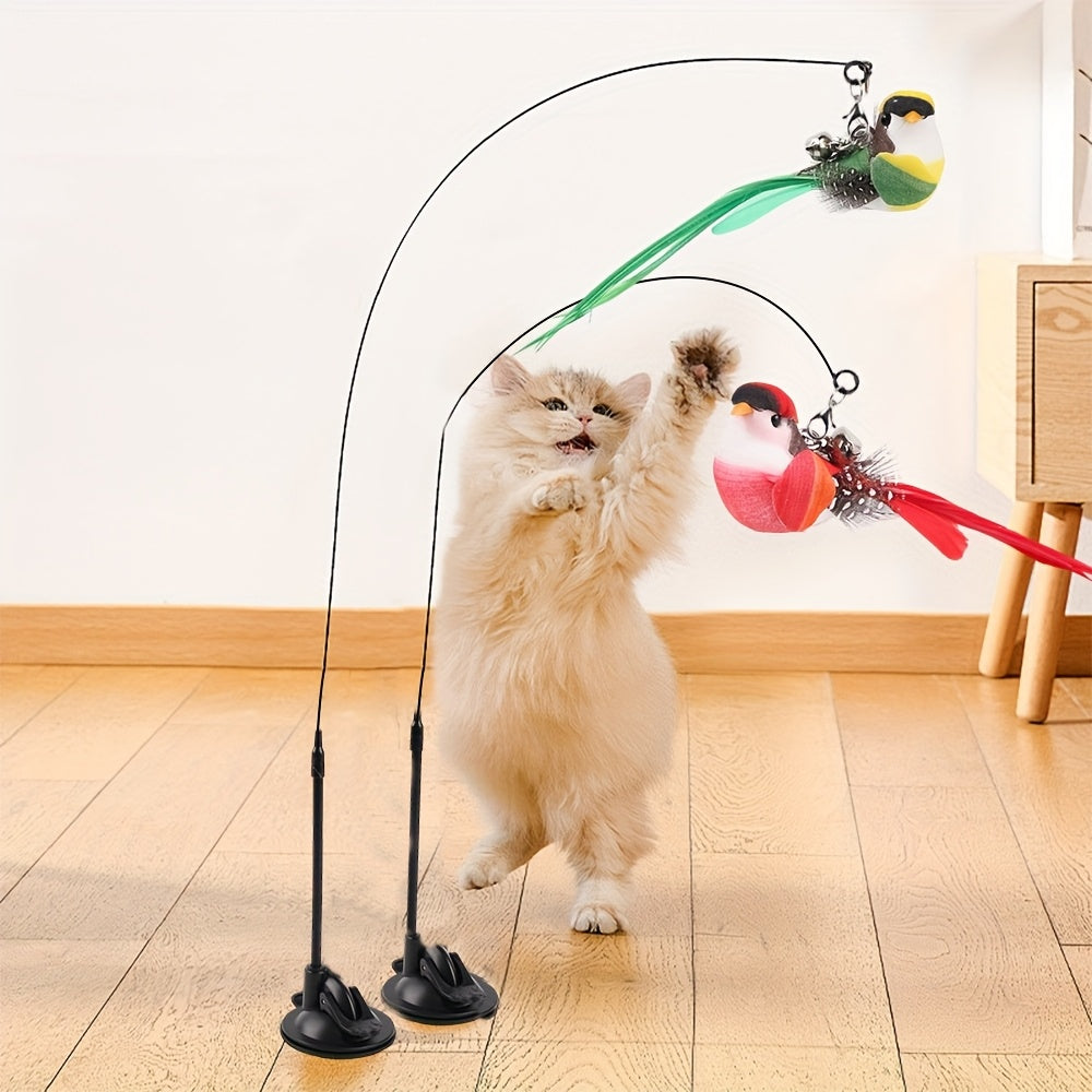 1pc\u002F3pcs for cat Toy - Realistic Feather Design with Suction Cup Base