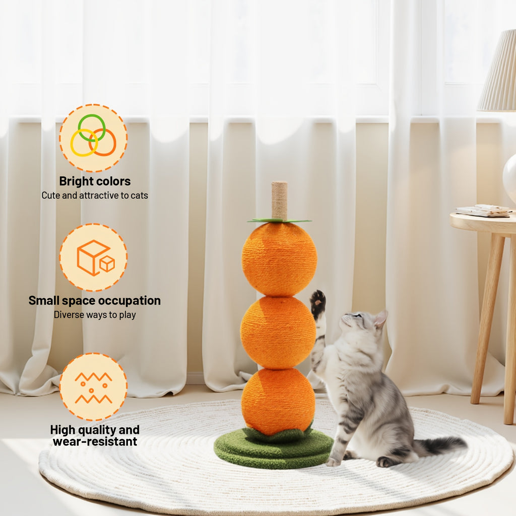 Interactive 360° Rotating Cat Scratching Post with 3-Tier Ball String
