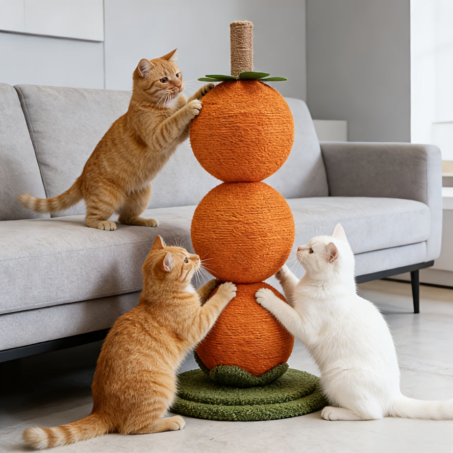 Interactive 360° Rotating Cat Scratching Post with 3-Tier Ball String